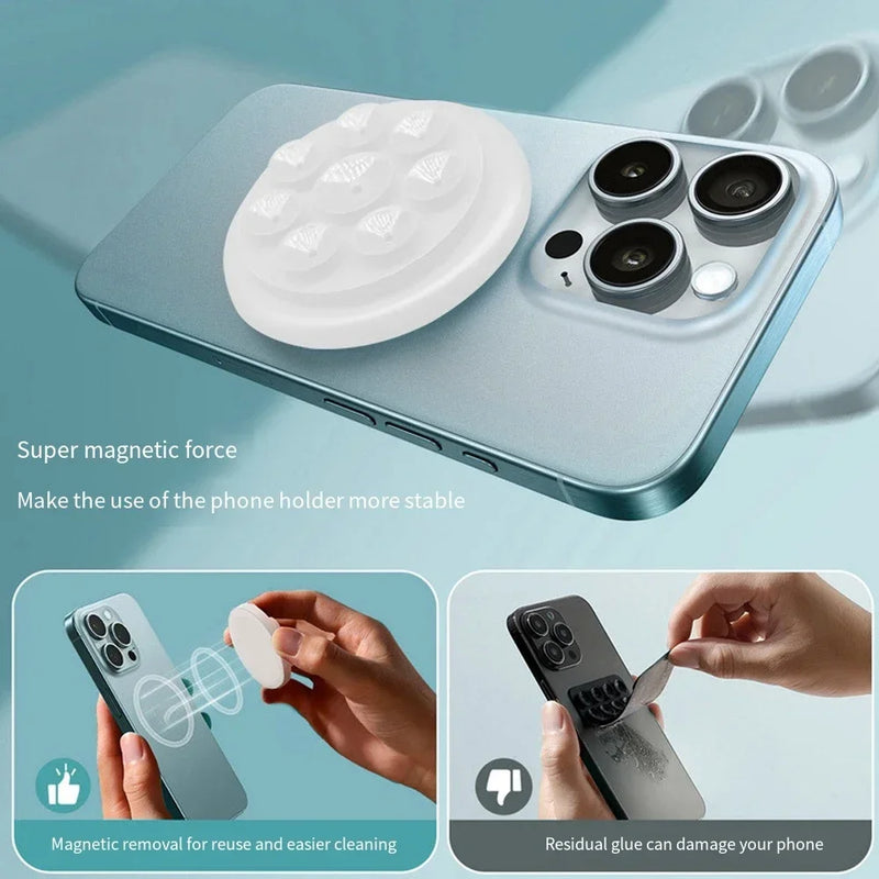 Suporte Magnético de Ventosa de Silicone - Para diversos tipos de superfícies lisas